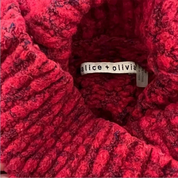 Alice + Olivia Red Wavy Knit Relaxed Fit Cowl Neck Sweater, Size xs - Picture 4 of 4